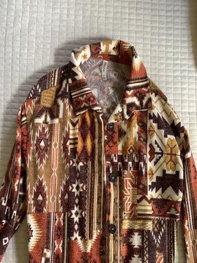 Zenana Western Print Button Up